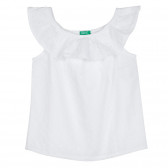 Bluză din bumbac, albă Benetton 265546 