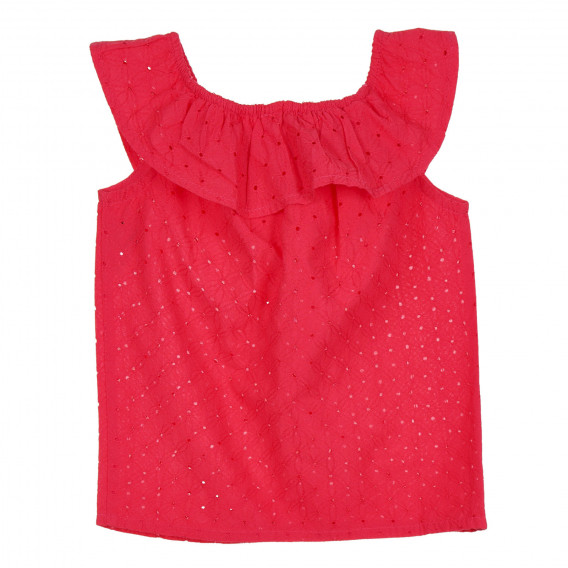 Bluză de bumbac pentru fete, roșu Benetton 265553 4