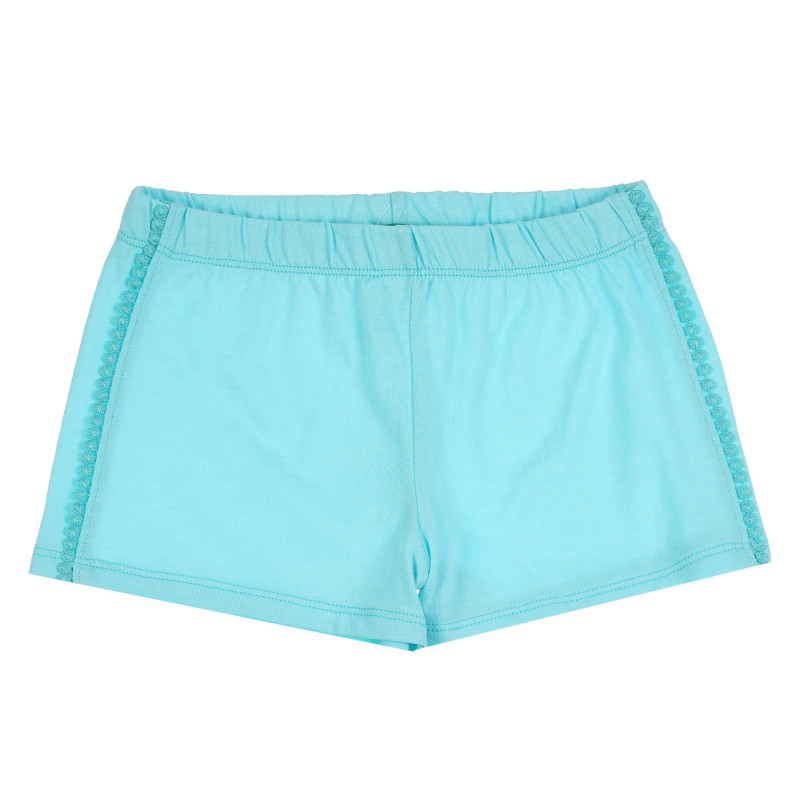 Pantaloni scurți din bumbac cu margine decorativă, albastru deschis  265554