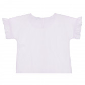 Bluză din bumbac cu mâneci scurte în dungi albe și roz Benetton 265687 8