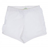 Pantaloni scurți din bumbac cu margine pentru bebeluși, albi Benetton 265699 