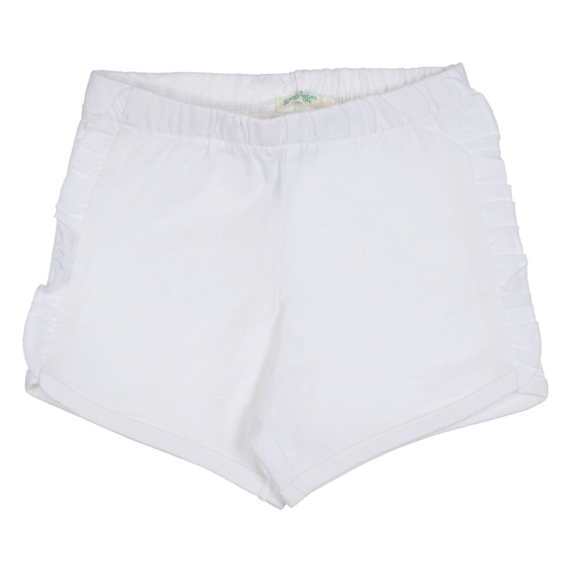 Pantaloni scurți din bumbac cu margine pentru bebeluși, albi  265699