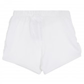 Pantaloni scurți din bumbac cu margine pentru bebeluși, albi Benetton 265701 3
