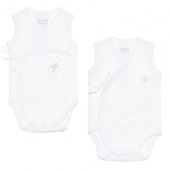 Set - două body-uri pentru bebeluși, alb Chicco 265804 