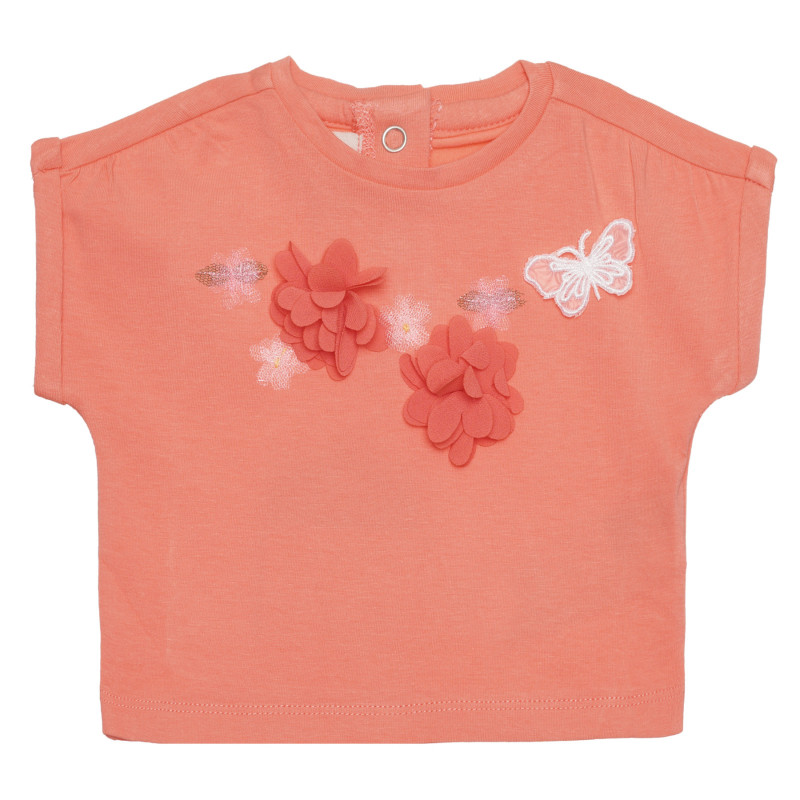 Tricou din bumbac cu fluture, roz  266399