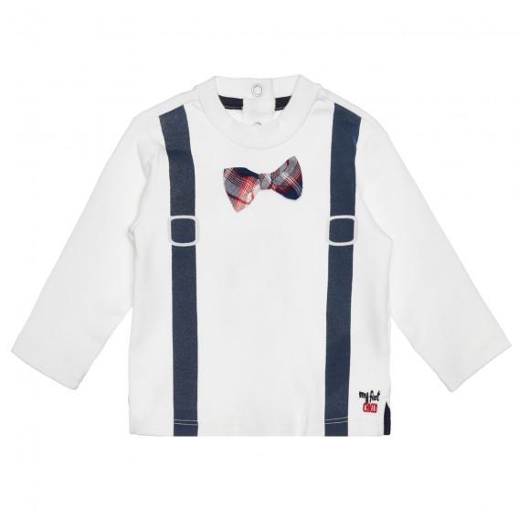 Bluză din bumbac cu un design interesant pentru bebe, albă Chicco 266426 