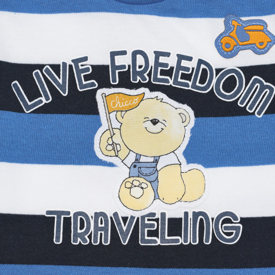 Tricou cu dungi de bumbac LIVE FREEDOM TRAVELING pentru bebeluș Chicco 266435 2