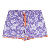 Pantaloni scurți cu imprimeu floral și accente portocalii, violet Benetton 266606 