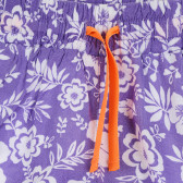 Pantaloni scurți cu imprimeu floral și accente portocalii, violet Benetton 266607 2