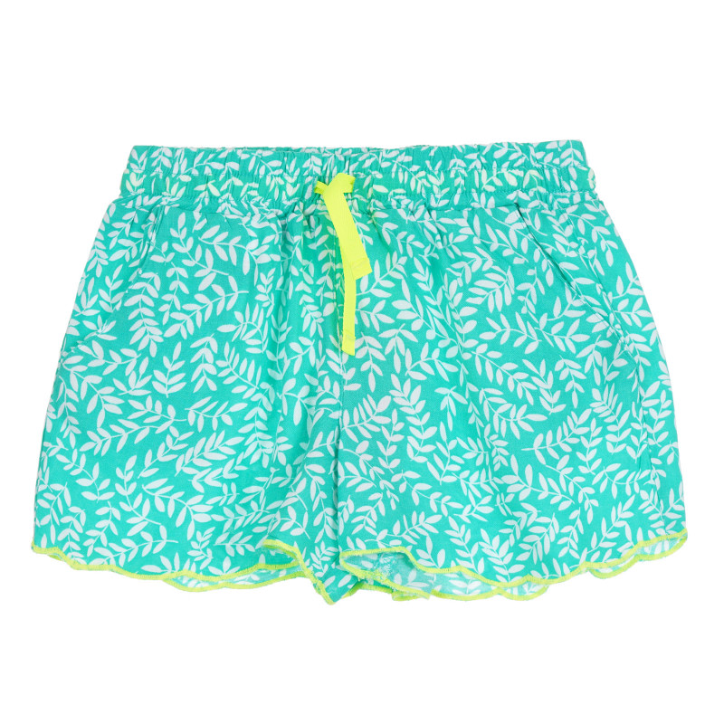 Pantaloni scurți cu imprimeu floral, de culoare verde  266618