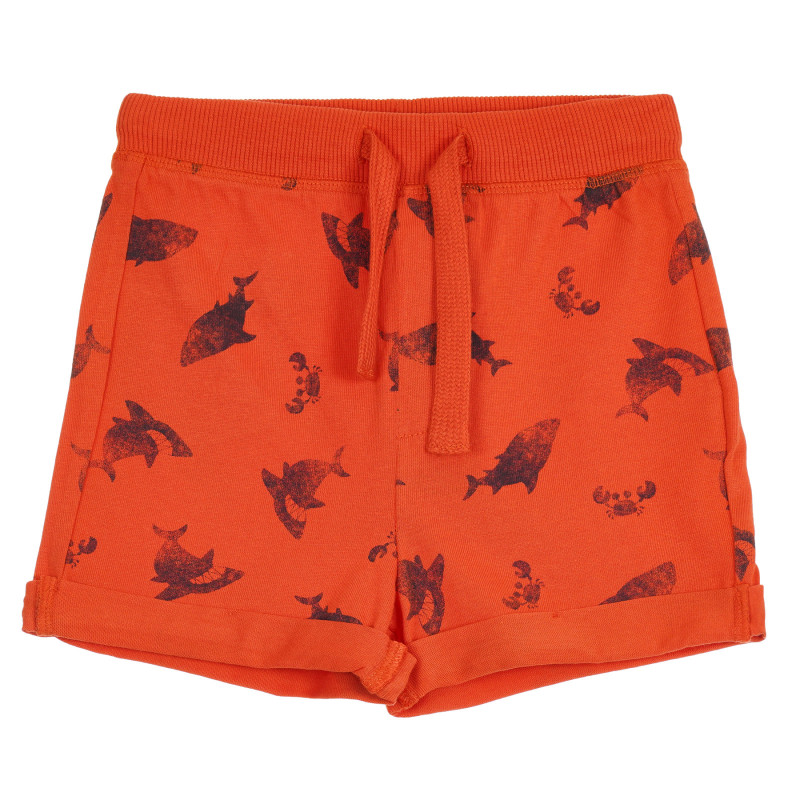 Pantaloni scurți din bumbac cu imprimeu rechin, portocaliu  266641