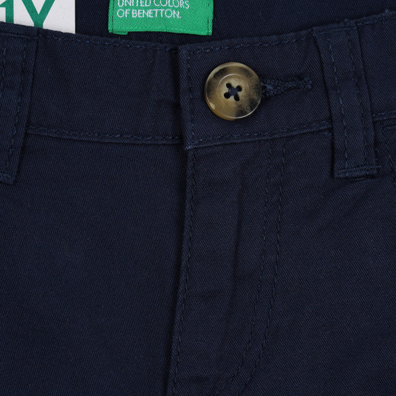 Pantaloni scurți din bumbac cu margine întoarsă, bleumarin Benetton 266662 2