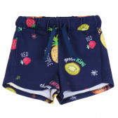 Pantaloni scurți din bumbac pentru fete, bleumarin, cu imprimeu de vară Benetton 266769 