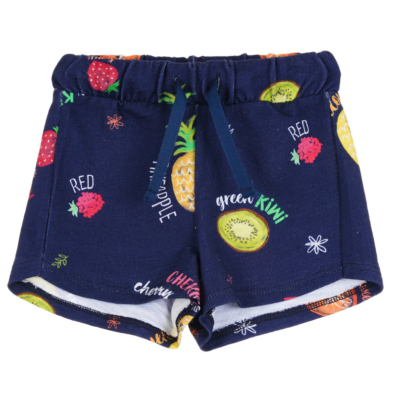 Pantaloni scurți din bumbac pentru fete, bleumarin, cu imprimeu de vară  266769