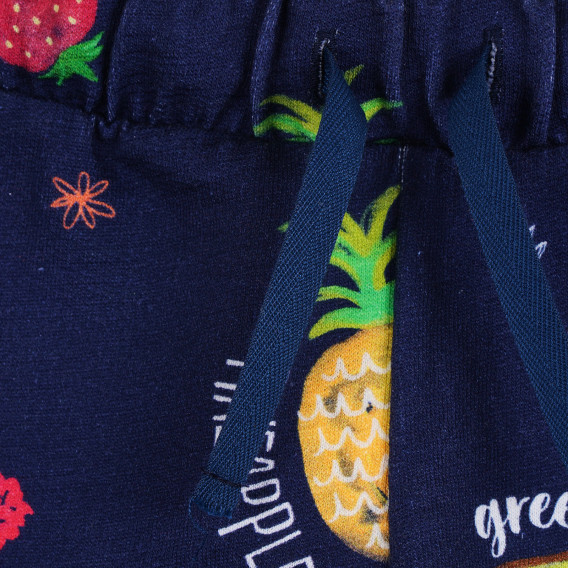 Pantaloni scurți din bumbac pentru fete, bleumarin, cu imprimeu de vară Benetton 266770 2