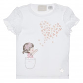 Tricou din bumbac cu imprimeu grafic pentru bebe, alb Chicco 266800 