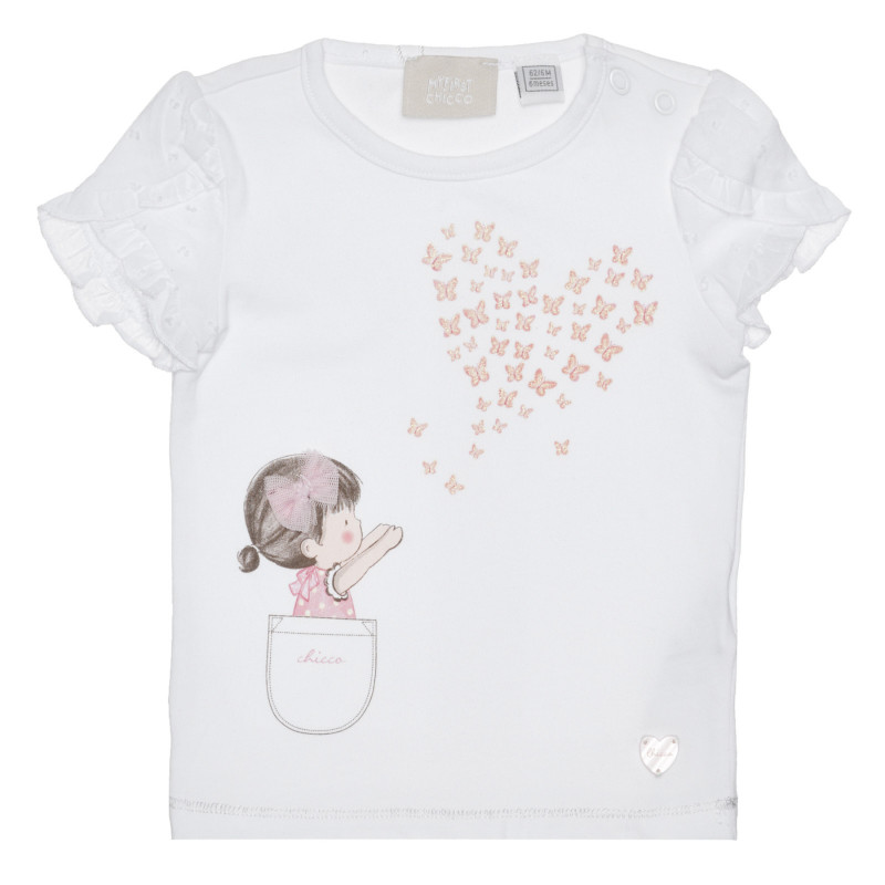 Tricou din bumbac cu imprimeu grafic pentru bebe, alb  266800