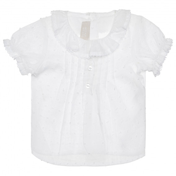 Bluză din bumbac cu mâneci scurte și guler, pentru bebeluș, albă Chicco 266815 