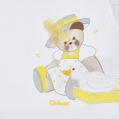 Tricou din bumbac cu un pui de ursuleț, alb cu galben Chicco 266824 2