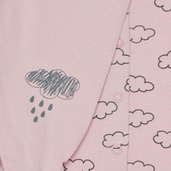 Set din bumbac din două piese cu nori pentru bebeluș, roz Chicco 266868 4