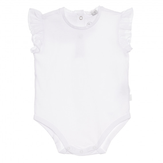 Body din bumbac cu volane pe mâneci pentru bebelusi, alb Chicco 267016 