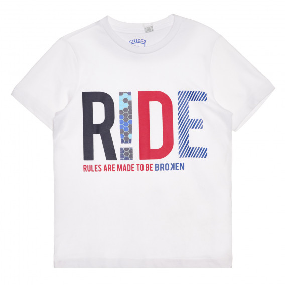 Tricou din bumbac RIDE, alb Chicco 267118 