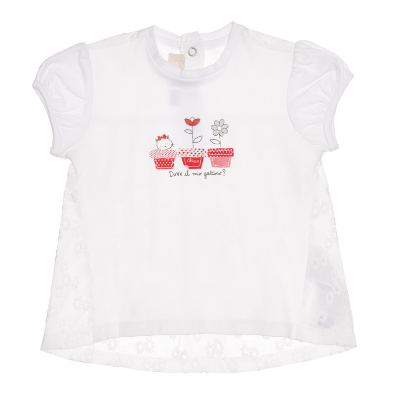 Tricou din bumbac cu model, pentru bebeluși, alb  267163