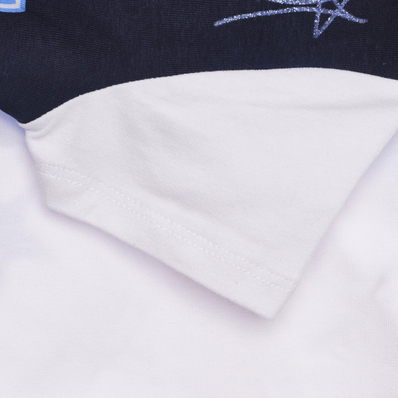 Tricou din bumbac cu imprimeu alb și albastru Chicco 267214 2