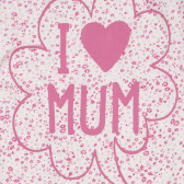 Salopetă scurtă din bumbac cu inscripția I love mama, pentru bebeluși, roz Benetton 267333 2