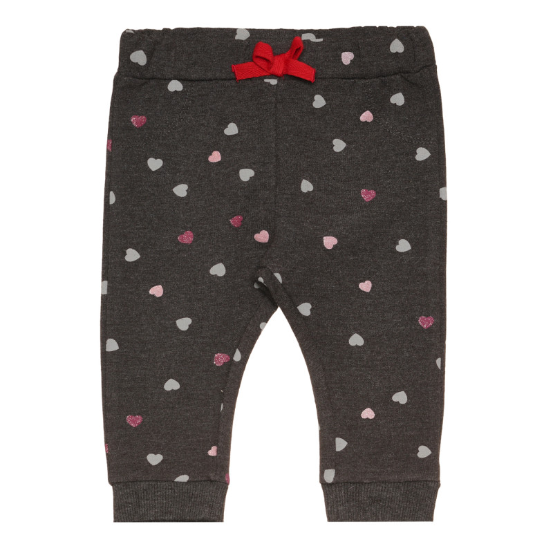 Pantaloni matlasați cu inimi, pentru bebeluși, gri  267592