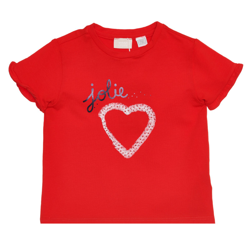 Tricou din bumbac cu inimă, pentru bebeluși, roșu  267833