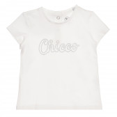 Tricou din bumbac cu sigla brandului pentru bebe, alb Chicco 267877 