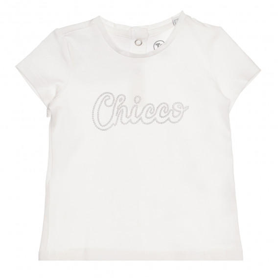 Tricou din bumbac cu sigla brandului pentru bebe, alb Chicco 267877 