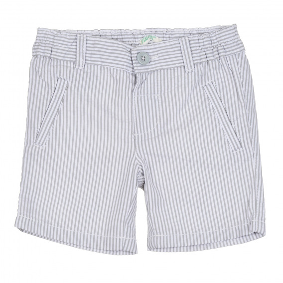 Pantaloni scurți din bumbac în dungi gri și albe pentru bebeluși Benetton 268094 