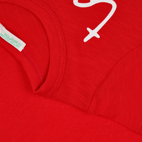 Tricou din bumbac pentru bebeluș, roșu Benetton 268100 3