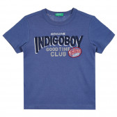 Tricou din bumbac cu inscripția Indigo băiat pentru bebeluș, albastru Benetton 268154 