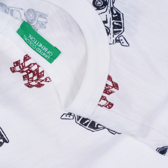 Tricou din bumbac cu imprimeu grafic pentru bebeluș, alb Benetton 268164 3