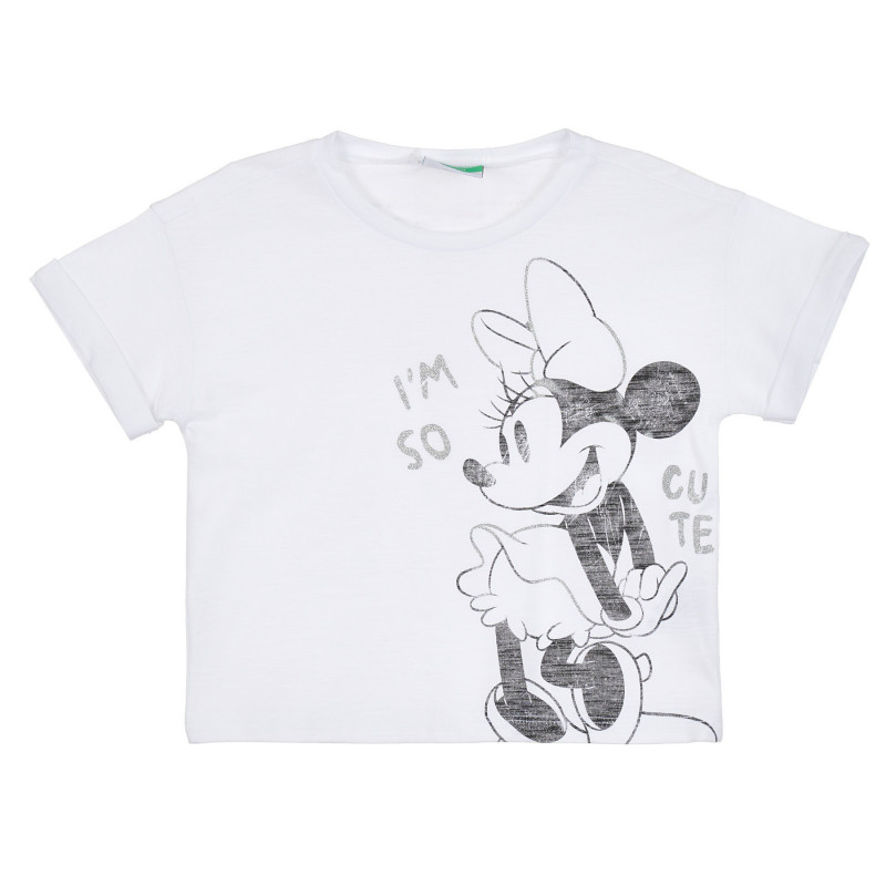 Tricou din bumbac cu imprimeu Minnie Mouse pentru bebeluși, de culoare albă  268166
