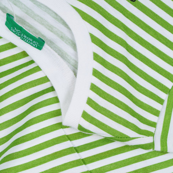 Tricou în dungi verzi și albe cu aplicație pentru bebeluși Benetton 268176 3