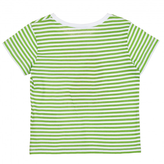 Tricou în dungi verzi și albe cu aplicație pentru bebeluși Benetton 268177 4