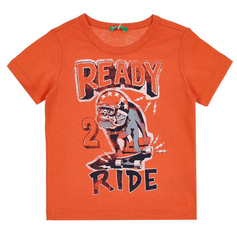 Tricou din bumbac cu imprimeu grafic, portocaliu  268200