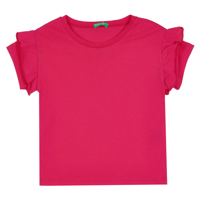 Bluză din bumbac cu mâneci scurte și bucle, roz  268234