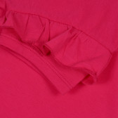 Bluză din bumbac cu mâneci scurte și bucle, roz Benetton 268235 2