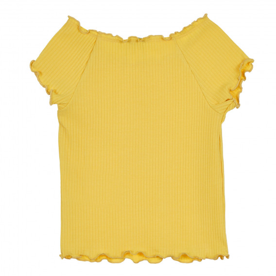 Bluză cu mâneci scurte și bucle, galben Benetton 268298 3