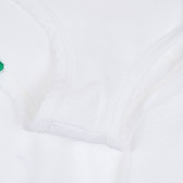 Bluză din bumbac decupată, cu imprimeu și inscripție pe inimă, albă Benetton 268312 3