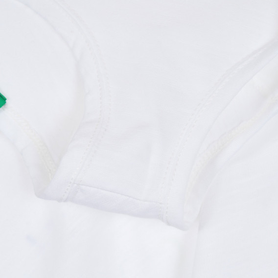 Bluză din bumbac decupată, cu imprimeu și inscripție pe inimă, albă Benetton 268312 3