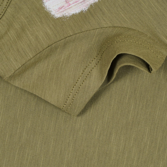 Tricou din bumbac cu imprimeu și accente de brocart pentru bebeluși, verde Benetton 268328 3