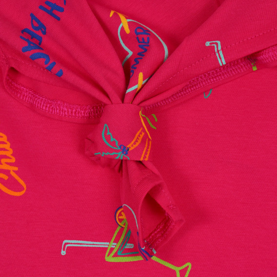 Tricou asimetric din bumbac cu imprimeu de vară pentru bebeluș, roz închis Benetton 268339 2