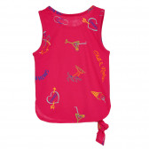 Tricou asimetric din bumbac cu imprimeu de vară pentru bebeluș, roz închis Benetton 268341 4