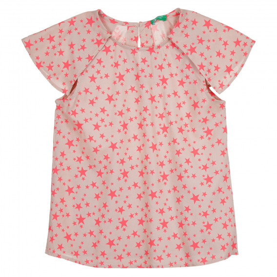 Bluză tricou cu imprimeu figural, roz Benetton 268346 